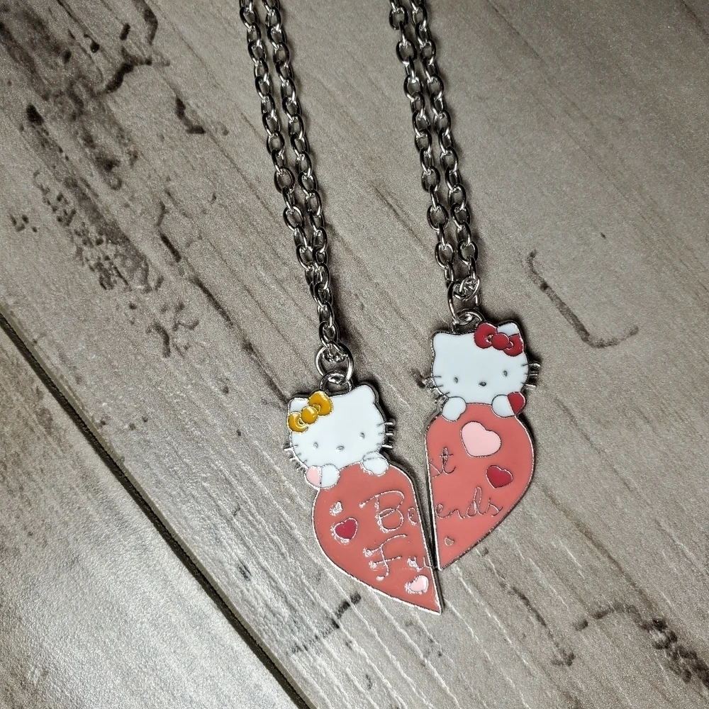 NWT Hello Kitty Set of Best Friends BFF Silver Necklaces 2pc Set